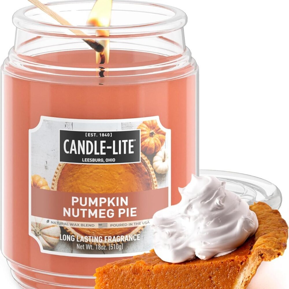 Halloween Scented Candles, Pumpkin Nutmeg Pie, 18 oz Jar, Proudly Poured in The